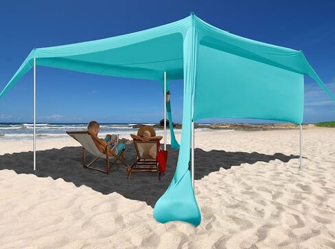 Beach Canopy Tent Shade with Sidewalls 10x10FT, 6.6FT Tall, UPF50+ Sun Shelter, Windproof & Water Resistant, Includes Guylines Sand Shovel Stability Poles, Easy Up for Beach Outdoor Camping Backyard in Saudi Arabia