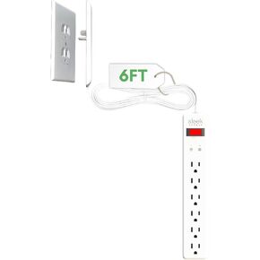 Sleek Socket Original & Patented Ultra-Thin Outlet Concealer with Cord Concealer Kit, Flat Extension Cord with Multi Outlets Surge Protector Power Strip, Ideal for Home Office and Home Theater in Saudi Arabia