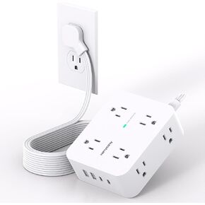 Surge Protector Power Strip, HANYCONY Extension Cord with Multiple Outlets | 5 Ft Ultra Thin Flat Plug 8 Outlets 4 USB Ports(2USB C), 1080J Outlet Extender for Home Office College Dorm Room Essentials in Saudi Arabia