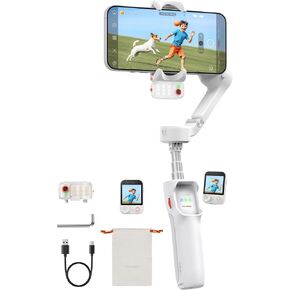 Hohem iSteady V3 Ultra Phone Gimbal White, AI Tracking Touch Remote, Built-in Rod Tripod 360° Vlog Stabilizer in Saudi Arabia