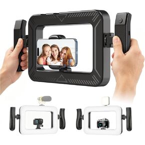 yAyusi Handheld Cell Phone Stabilizer with Light,Phone Light for Video Recording with Handle,3600mAh LED Selfie Ring Light for Phone with Phone Holder,Smartphone Video Rig for Camera,Vlog,TikTok in Saudi Arabia
