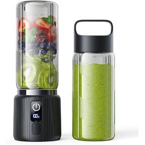 COKUNST Portable Blender, Small Smoothie & Shake Maker with LED Display | 8 Blades, 22000 RPM, USB C Rechargeable Personal Blender, Extra Lid, lightweight for Travel, Office, Home, 17oz, Black in Saudi Arabia