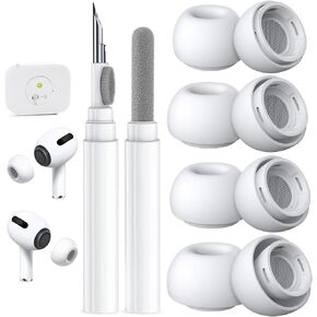4 Pairs Replacement Ear Tips for AirPods Pro 2nd/1st (White) | (4 Size XXS/XS/S/M/L )Silicone Ear Tips with Cleaner kit,Noise Reduction Holewith & Built-in dust Guard Screen in Saudi Arabia