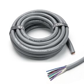 RECOIL SW11C16-20 كابل مكبر صوت 20 قدم 11 موصل 16AWG Pure OFC صوت السيارة | سترة فائقة المرونة وسهلة التقشير، 5 أزواج من سلك مكبر الصوت + سلك تحكم عن بعد in Kuwait