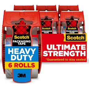 Scotch Heavy Duty Shipping Packing Tape, Clear, 1.88 in. x 22.2 yd. | 6 Roll Dispensers, Moving Supplies, Packing Tape for Moving Boxes and Packaging Supplies in Kuwait