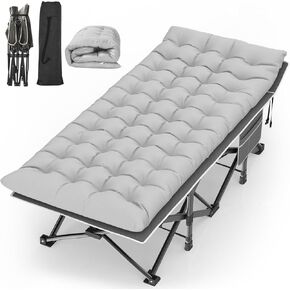 Suteck Camping Cot, Folding Camp Bed for Adults with Soft Thicker Cushion | 1200D Double-Layer Oxford Portable Outdoor Cots with Side Pocket and Carry Bag for Camping Home Office Nap Beach Travel in Saudi Arabia