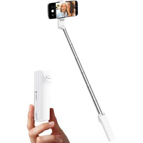 Viozon Portable Selfie Stick, Lightweight Extendable Stainless Steel Tube,All-in-One Compact Selfie Stick with Wireless Remote Compatible with 4-7" iPhone/Android Phones for Vlog/Travel/Filming, W in Saudi Arabia