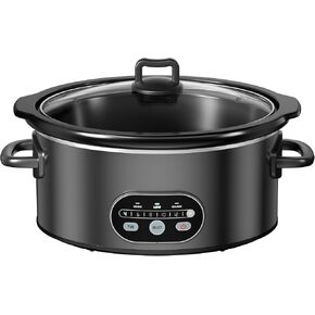 NEWBULIG Slow Cooker 8 Quart, Large Slow Cooker, Ceramic Nonstick Coating, 3 Adjustable Temp Multi Cookers with Dishwasher Safe Stoneware Pot & Tempered Glass Lid, 35in Tangle Free Cord Wrap, Black in Kuwait