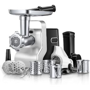FOHERE Meat Grinder 3000W Max, Heavy Duty 5-in-1 Electric Meat Mincer with Sausage Stuffer & Kubbe Kit, 3 Stainless Steel Grinding Plates for Home Kitchen & Deer Processing (Silver) in Saudi Arabia