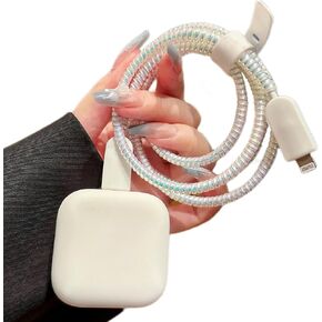 4 Pcs Charger Protector for 40W Dynamic USB-C Power Adapter, 40W with 60W Max, DIY Cable Saver, Spiral Cable Wrap, Soft Silicone Cable Protector for iPhone 15/16/17 Pro/Max, MacBook Air 13/15 (White) in Saudi Arabia