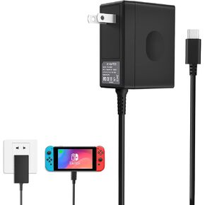 45W YCCSKY Charger for Nintendo Switch,AC Adapter for Nintendo Swith - Fast Travel Wall Charger with 5FT USB C Cable 15V/3A Power Supply for Switch Supports TV Mode and Dock Station (Black) in Saudi Arabia