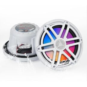 H YANKA HMS-08W 8-Inch Marine Speakers, 1000W, LED Lights, White Pair | 2-way coaxial boat speakers for marine stereo systems, boats, UTVs, and outdoor audio use. in Saudi Arabia