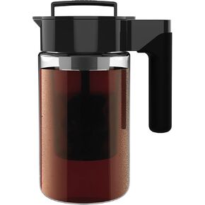 Takeya Glass Cold Brew Coffee Maker for Iced Coffee, Airtight Pitcher, Premium Quality, 2 Quart, Black Lid and Handle in Saudi Arabia