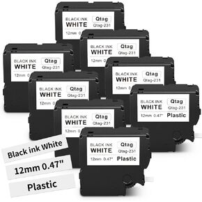 بديل لشريط الملصقات Brother P-Touch Btag BTAG231 باللون الأسود على الأبيض | 1/2 بوصة × 13.1 قدم (12 مم × 4 م)، 4 عبوات 12 مم 0.47 بوصة إعادة تعبئة شريط الملصقات متوافق مع صانعي الملصقات Brother PT-N10، PT-N20، PT-N25BT in Kuwait