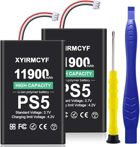 XYIRMCYF 2PCS 11900mAh Battery Compatible with PS5/LIP1708 (New Upgrade), New 0 Cycle High Capacity Battery for PlayStation 5 Controller CFI-ZCT1W in Saudi Arabia