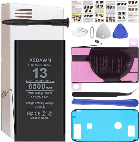 ASDAWN 6500mAh Battery for iPhone 13 (Not for 13 Mini/ 13 Pro/ 13 Pro Max) | Upgraded Higher Capacity for iPhone 13 A2633 A2482 A2631 A2634 A2635 Battery Replacement in Saudi Arabia