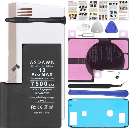ASDAWN 6500mAh Battery for iPhone 13 (Not for 13 Mini/ 13 Pro/ 13 Pro Max) | Upgraded Higher Capacity for iPhone 13 A2633 A2482 A2631 A2634 A2635 Battery Replacement in Saudi Arabia