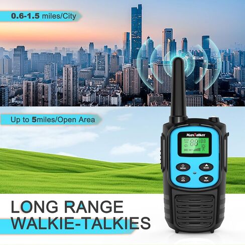 Walkie Talkies Long Range, Rechargeable 22 FRS Channel Two Way Radio 6Pack | NOAA, LED flash & VOX walkie talkies for adults, USB-C rechargeable, 1200mAh battery life, ideal for group hiking (MaxTalker) in Kuwait