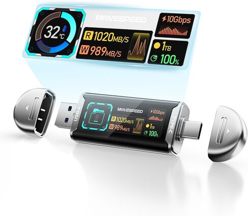MOVE SPEED 128GB USB Drive with Smart Display 1090MB/s USB 3.2 Gen2 and Type C SSD Memory Stick for ProRes 4K Video iPhone 17/16/15, Android Phone, Windows, Mac, Tablet in Saudi Arabia