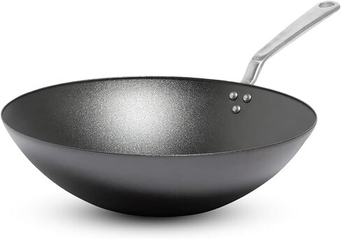 Made In Cookware - 13" Seasoned Carbon Steel Wok - Professional Cookware - Crafted in Sweden - Induction Compatible in Saudi Arabia