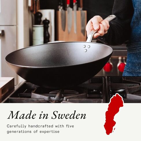 Made In Cookware - 13" Seasoned Carbon Steel Wok - Professional Cookware - Crafted in Sweden - Induction Compatible in Saudi Arabia