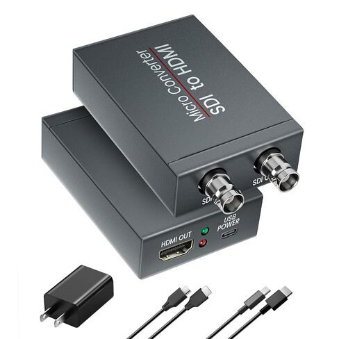 SDI to HDMI Converter with SDI Loop Out Includes 4ft HDMI Cable | 3G-SDI/HD-SDI /SD-SDI to HDMI Video Audio Converter, Support Auto Format Detection, Audio De-embedder for Camera, Monitor in Kuwait