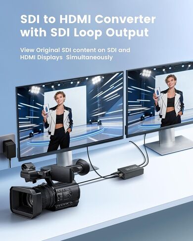 SDI to HDMI Converter with SDI Loop Out Includes 4ft HDMI Cable | 3G-SDI/HD-SDI /SD-SDI to HDMI Video Audio Converter, Support Auto Format Detection, Audio De-embedder for Camera, Monitor in Kuwait