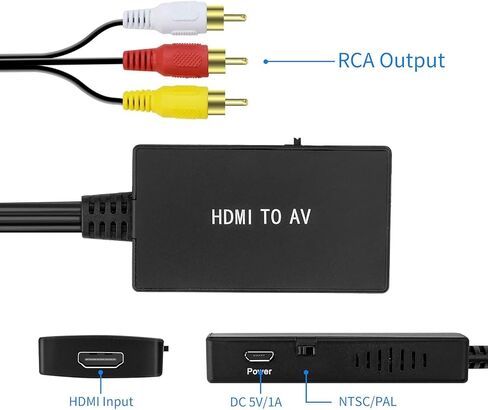 HDMI to RCA Converter, HDMI to AV Composite Adapter Supports PAL/NTSC | HDMI to Component For TV Stick, Roku, Android TV Box, DVD in Saudi Arabia