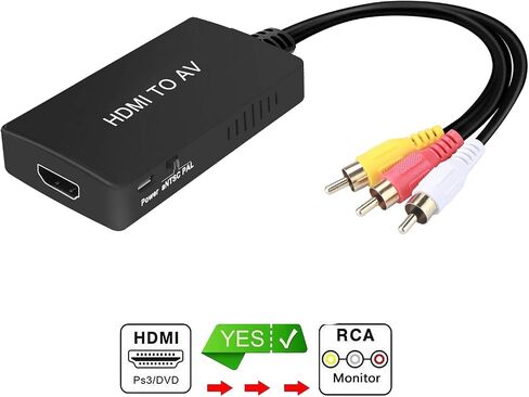 HDMI to RCA Converter, HDMI to AV Composite Adapter Supports PAL/NTSC | HDMI to Component For TV Stick, Roku, Android TV Box, DVD in Saudi Arabia