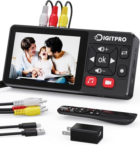 VHS to Digital Converter 2.0, HD Video to Digital Converter Recorder with Remote, Convert Record Analog Video Audio from VHS/VCR, DVR/DVD/Hi8/Mini DV/Camcorder/Gaming Consoles（Tapes Players Needed) in Kuwait