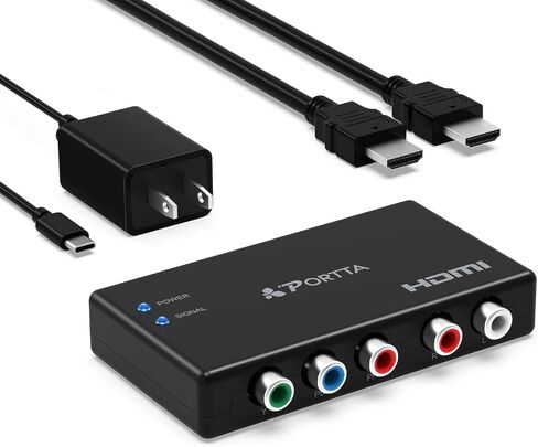 Portta Component to HDMI Converter with HDMI Cable, RGB 5 RCA YPbPr to Video Converter, Support 1080p 60Hz for PS2 PS3 Xbox 360 in Saudi Arabia