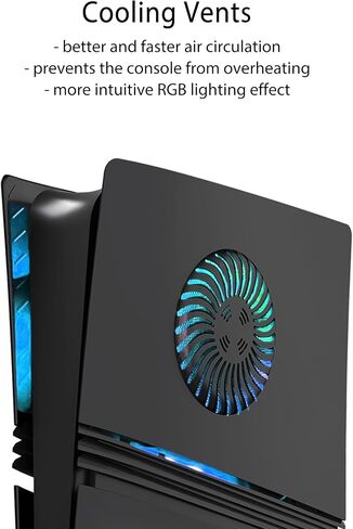 Faceplate for PS5 Pro Disc Edition with RGB Light Strip and Dust Filter with Cooling Vents DOBEWINGDELOU 400+ Effects LED Light Ring Console Face Plate Cover DIY Decoration Kit Accessories Black in Saudi Arabia