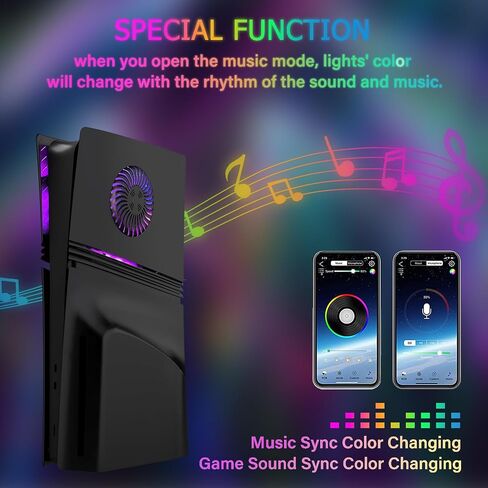 Faceplate for PS5 Pro Disc Edition with RGB Light Strip and Dust Filter with Cooling Vents DOBEWINGDELOU 400+ Effects LED Light Ring Console Face Plate Cover DIY Decoration Kit Accessories Black in Saudi Arabia