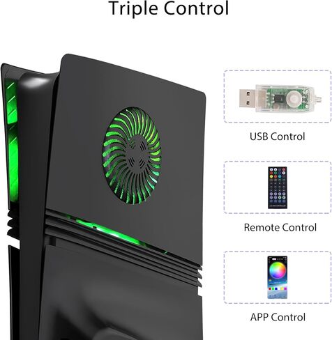 Faceplate for PS5 Pro Disc Edition with RGB Light Strip and Dust Filter with Cooling Vents DOBEWINGDELOU 400+ Effects LED Light Ring Console Face Plate Cover DIY Decoration Kit Accessories Black in Saudi Arabia
