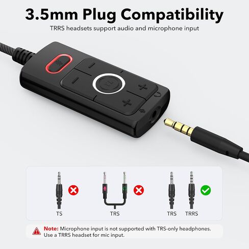 1Mii S03 External USB Sound Card, 7.1 Surround USB 3.5mm Jack Audio Adapter | for PC to Headphones, Plug & Play, Volume Control and Mic Mute for Gaming, USB to AUX for Headset, Computer, PS4, PS5, 6FT in Saudi Arabia