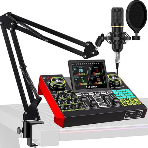 TENLAMP G10 Creator Audio Mixer Bundle with Microphone for Streaming | Studio-quality sound with noise reduction, voice effects, auto-tune and Bluetooth for streaming, podcast and singing in Saudi Arabia