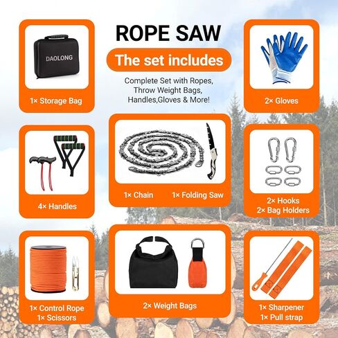 High Limb Rope Saw 55 inch Rope Saw for Tree Saw High Limb and Folding Camping saw, Pocket chainsaw with 11OZ Throw Weight, Hand Saws for Tree Trimming in Saudi Arabia