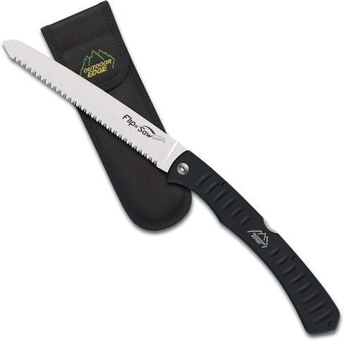 Outdoor Edge 7.0" Flip N' Saw - Lightweight Folding Aluminum Handle Outdoor-Hunting Saw with 65Mn Spring Steel Blade and Triple Ground Saw Teeth for Tough Bone and Wood with Black Nylon Sheath in Saudi Arabia