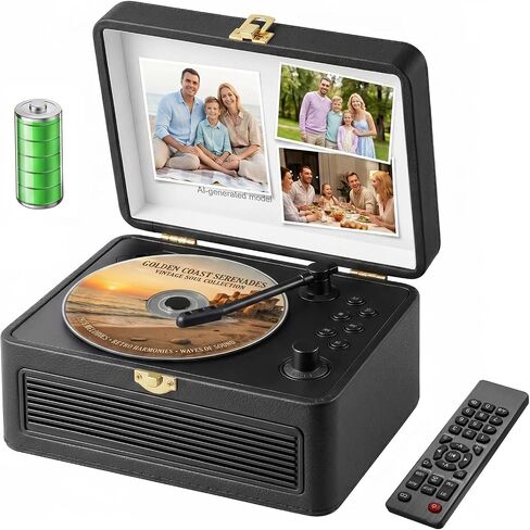 Gueray Portable CD Player with Bluetooth 5.4, 3600mAh Rechargeable Battery | Hi-Fi speakers,FM Radio, Leather retro suitcase style,Vintage CD Music Kpop Player,gift idea for music lovers,home decor in Saudi Arabia