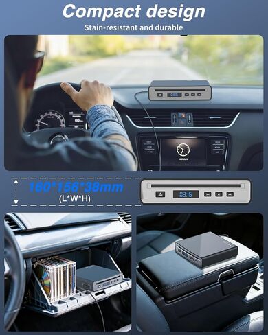 CD Player for Car,MONODEAL External Portable Car CD Player with Bluetooth and USB,Plug & Play,that Plugs into Laptop Desktop TV Computer for Android 4.4 and Above Navigation in Kuwait