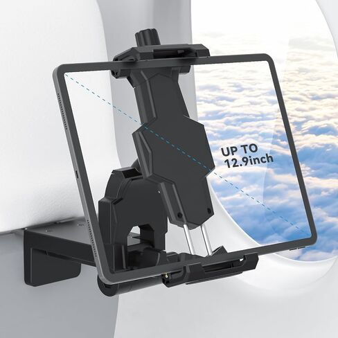 KDD Airplane Tablet Holder Mount, Adjustable Travel Essentials iPad Phone Stand with 360 Degree Rotation, Portable Tesla Model 3/Y Car Headrest Mount Compatible with iPad, Cell Phone in Kuwait