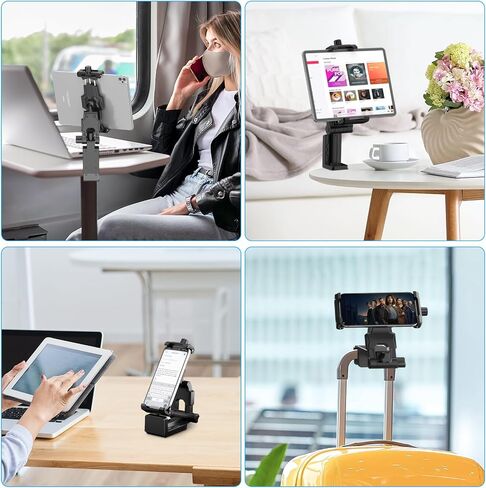 KDD Airplane Tablet Holder Mount, Adjustable Travel Essentials iPad Phone Stand with 360 Degree Rotation, Portable Tesla Model 3/Y Car Headrest Mount Compatible with iPad, Cell Phone in Kuwait