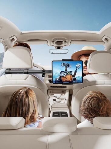 Tryone Headrest Tablet Holder for Car Accessories : [18.11-inch Long Arm] 3-in-1 Backseat Tablet Holder for Kids Road Trip Compatible with iPad Switch Smartphones in Saudi Arabia