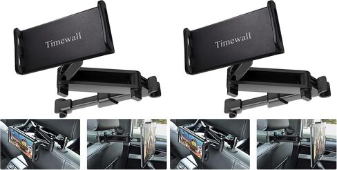 Timewall Car Headrest Tablet Phone Mount, Black, 5-11" | Backseat Universal Cell Phone Holder, 360 Swivel Rotating, Angle Adjustable Stretchable in Kuwait