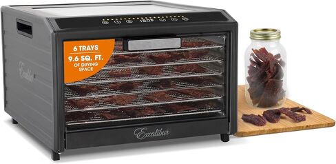 Excalibur Electric Food Dehydrator Performance Series 10-Tray with Adjustable Temperature Control Includes Stainless Steel Drying Trays Glass Door Top View Window and LED Display Progress Bar, Black in Kuwait