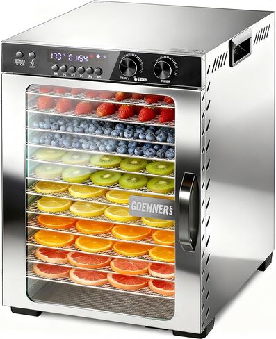 Commercial Large 12 Trays Food Dehydrator Machine, 11.6ft² 1100W | Stainless Steel, 86-194°F, 48H Timer, 5 Presets, 360° Airflow, Quiet Food Dryer for Jerky, Meat, Fruit, Veggies, Beef,Herbs in Saudi Arabia