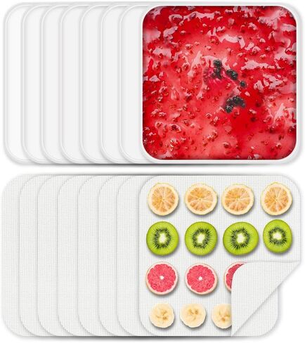 4 Pcs Silicone Food Dehydrator-Trays with Edge, 4 Pcs Mesh Dehydrator Mats,Reusable Non Stick Silicone Dehydrator Sheets (9.45x 9.45in) for Liquids,Fruit Leather,Herbs,Meat and Yogurt in Saudi Arabia
