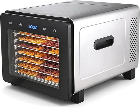 Food Dehydrator Machine, 720W 8-Tray Stainless Steel Dryer with Clear Window Door, 95-170°F Digital Temp Control & 24H Timer, 360° Airflow for Jerky, Fruit, Herbs, Dog Treats in Saudi Arabia