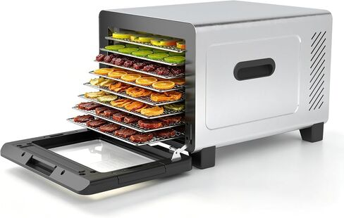 Food Dehydrator Machine, 720W 8-Tray Stainless Steel Dryer with Clear Window Door, 95-170°F Digital Temp Control & 24H Timer, 360° Airflow for Jerky, Fruit, Herbs, Dog Treats in Saudi Arabia