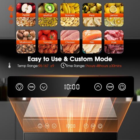 PSIIDAN Upgraded Food Dehydrator Machine, 650W Powerful Dehydrator with 8 Stainless Steel Trays & Interior Light, Adjustable Timer and Temperature for Jerky, Fruits, Herbs, Dog Treats in Saudi Arabia